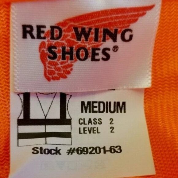 Red Wing Shoes Safety Vest Medium Orange Yellow Reflective Safe Style Brand New - Picture 3 of 3